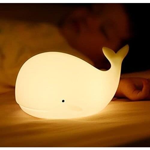 Silicone Whale Lamp Childrens Night Light LED Luminaria Cartoon Colored Lights For Bedroom Decor Cute Christmas Kids Room Lamps