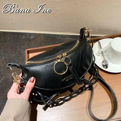Women Satchel Luxury Designer Handbag Ladies Tote Bag Solid Color Thick Chain Shoulder Bag Half Moon Crossbody Bags For Women
