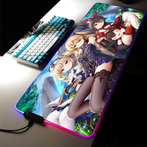 Genshin Impact Mat Led Mousepad Rgb Anime Tattoo Magic BattleTiger Gaming Bj Alex God of War Longteng Dedales Gamer Luminous Rug