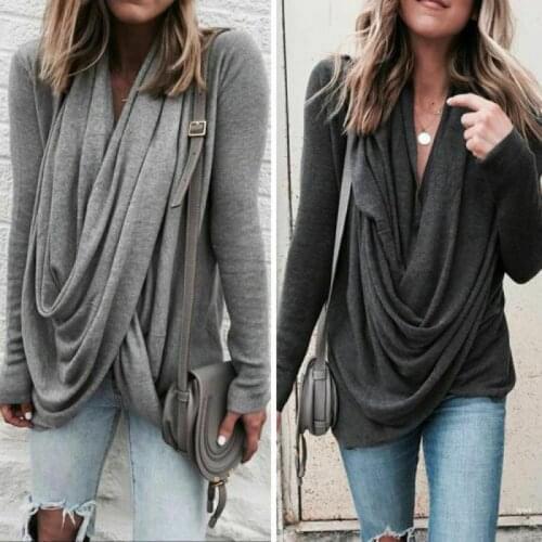 Women Solid Blouse Clothing Winter Loose Long Sleeve Cotton Casual Shirt