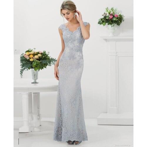 Cap Sleeve Silver Mermaid Evening Dress Custom Made Designer Sexy Evening Gown Mother of the Bride Dresses Robe de soiree