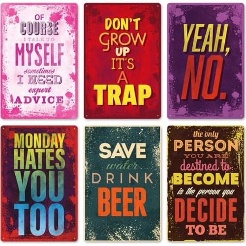 1 pcs Retro Tin Poster Save Water Drink Beer Vintage Metal Tin Signs Poster Home Bar Pubs Wall Decoration