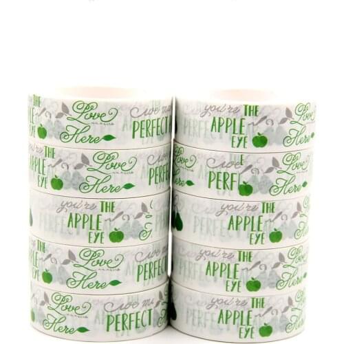 10PCS/lot 15MM*10M Perfect Green Pear Apples EYES Washi Stickers Masking Tapes Decorative DIY Stationery office supplies
