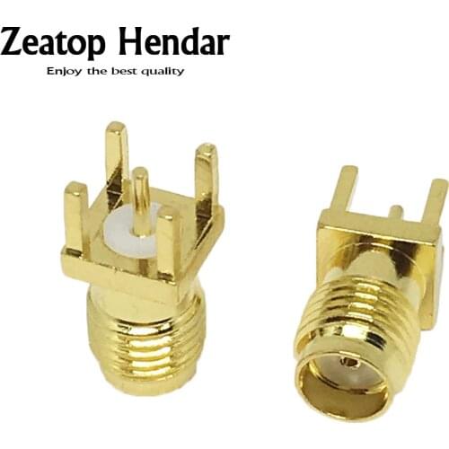 100Pcs Gold PCB Mount SMA Female Plug Straight RF Connector Adapter Jack Panel Mount Through Hole Vertical 4mm