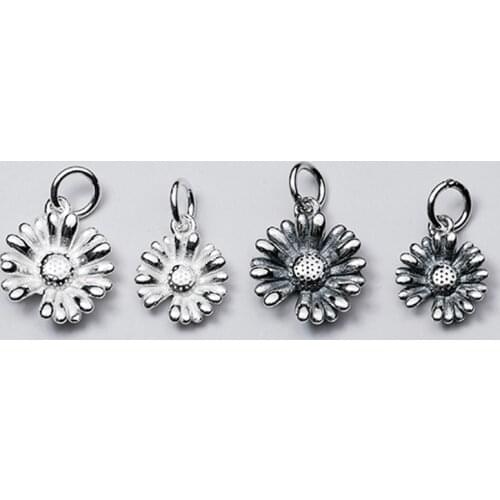 925 Sterling Silver Popular Design Incomplete Daisy Charms Small and Big Size Flower Silver Pendant DIY Fine Jewelry Materials
