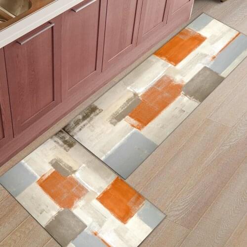 Orange Paint Graffiti Abstract Kitchen Mat Modern Bathroom Anti-slip Area Rugs Living Room Hallway Carpet Doormat