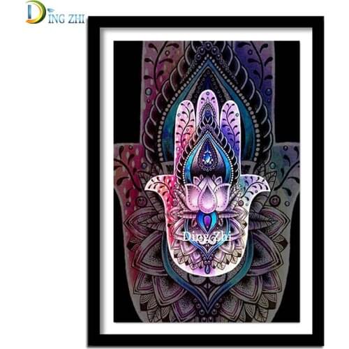 Needlework 5d Diy Diamond Painting Cross Stitch Mandala Hand Of Fatima Diamond Embroidery Full Square Round Diamond Art