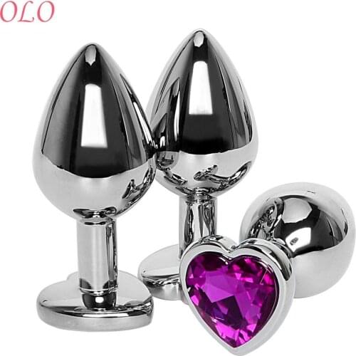 OLO Heart Shaped Anal Plug Romantic Crystal Jewelry Prostate Massager Butt Plug Sex Toys For Woman Men Gay