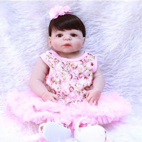 Bebe 55cm Realistic baby Doll Full Silicone Reborn Babies Handmade baby girl born Gift Toys For Kids 22" bonecas