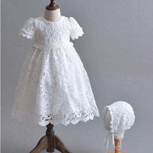 Newborn White Princess Dress Baby Girls Baptism Dresses Easter Baby Dress 1 2 Years Birthday Long infant Christening gowns