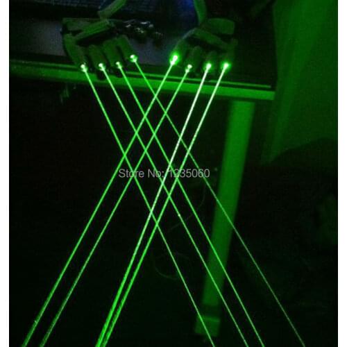 Free Shipping Green Laser Gloves With 4pcs 532nm 80mW Laser ,LED Stage Gloves Luminous Gloves For DJ Club/Party Show