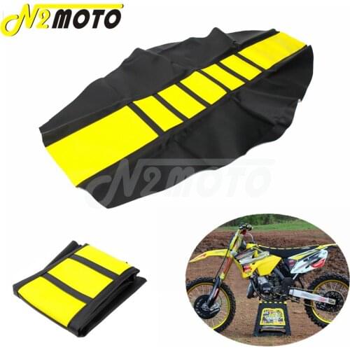 Black&Yellow RM 125 Seat Cover Motocross Enduro Ribbed Seat Cover Traction Gripper for Suzuki DR650 DRZ RMZ RM-Z 650 125 250 450