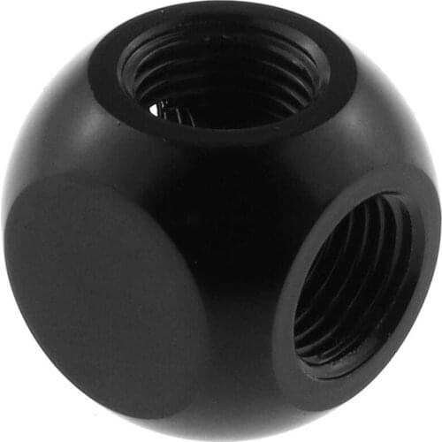 Black 3-Way Ball Fitting Computer Water Cooling Accessories G1/4 Inch T Type 3 Internal Thread Hole