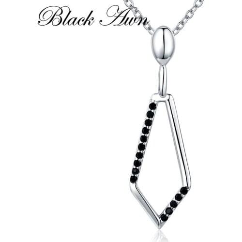 Black & White Silver Eternity Band Fine Jewelry Trendy Engagement Necklaces for Women Wedding Necklaces Pendants P135