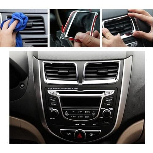 Car ABS Decoration central air-conditioning cover Interior Mouldings For Hyundai Solaris Accent Sedan Hatchback 2011-2015