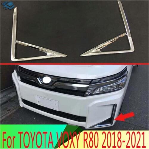 For TOYOTA VOXY R80 2018 2019 ABS Chrome Front Fog Light Lamp Cover Trim Molding Bezel Garnish Sticker Used in hybrid
