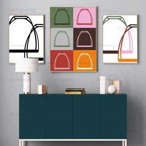 Canvas Painting Simple Nordic Colour Stirrups Posters Multi-Coloured Ring Wall Art Print Pictures for Modern Living Room Decor