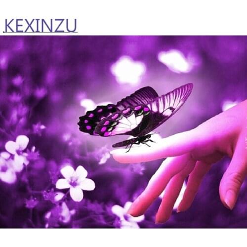 Kexinzu 5D DIY Full Square Round Diamond Painting Cross Stitch Animal Butterfly 3D Diamond Embroidery Mosaic Work Gift 01
