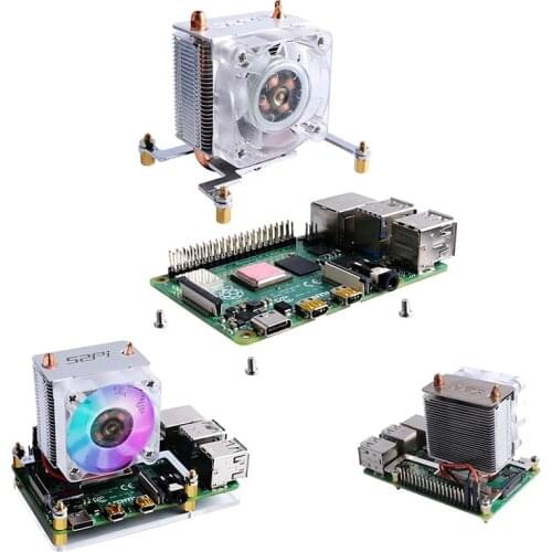 RGB LED ICE-Tower CPU Cooling Fan Cooler For Pi Super Cooling Fan Module, Support 4B, 3B and 3B + Versions