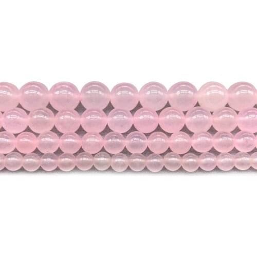 6mm 8mm 10mm 12mm Rose Pink Quartz Loose Beads Natural Stone for DIY Fashion Bracelet Necklace Accessories