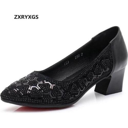 Light Pointed Rhinestone Shoes Women Fashion Shoes High Heels 2020 Newest Spring Women Casual Shoes Woman Genuine Leather Shoes