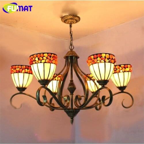 FUMAT Chandelier European Vintage Classic Glass LED Light Hanging Lamp Light for Dining Room Living Room Restaurant Villa Hall