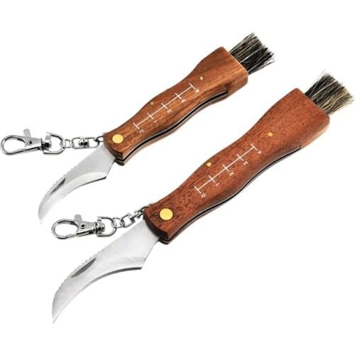 Mini Camping Mushroom Knife Rosewood Handle Outdoor Hunting Survival Multifunction Folding Self-defense Hand Tools