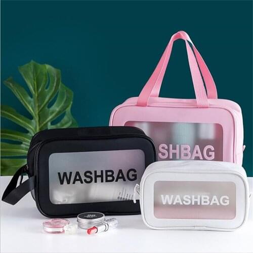 Fashion Portable Travel Wash Bag TPU Transparent Waterproof Makeup Storage Pouch Large Capacity Cosmetic Organizer Beauty Case