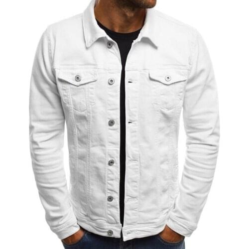 Fashion Mens Jackets and Coats Solid Color Long Sleeve Button Down Lapel Jackets Multi Pockets Demin Jacket Coat Men