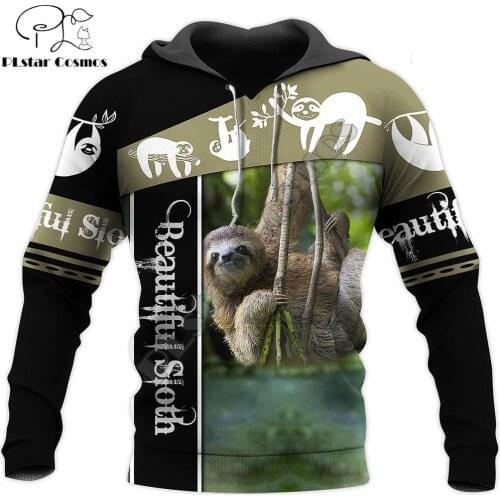 Beautiful Sloth Hunting 3D All Over Printed Men Hoodie Unisex Deluxe Hoodies Zip Pullover Casual Jacket Tracksuit KJ383