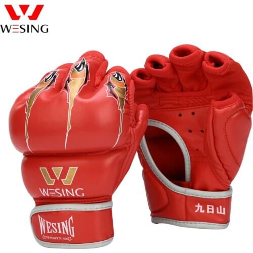Wesing MMA Gloves half finger boxing gloves thick boxing gloves for fighting black blue red