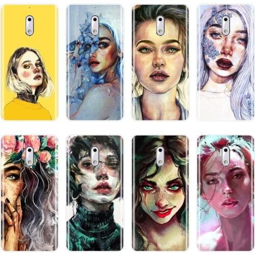TPU Soft Silicone Phone Case For Nokia X6 7 Plus Art Girl Yellow Aesthetic Abstract Flower Back Cover For Nokia 1 2 3 5 6 8 Case