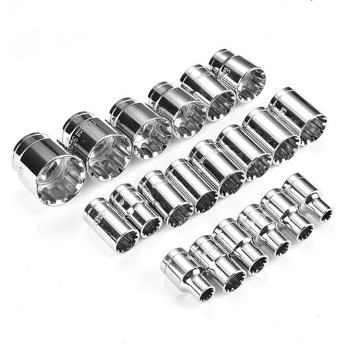 1/2" Square Drive Socket Head Bit Ratchet Wrench Sockets Car Repair Hand Tool Kit 12.5MM Type Blossom Sleeve 8-32mm 20PCS Set