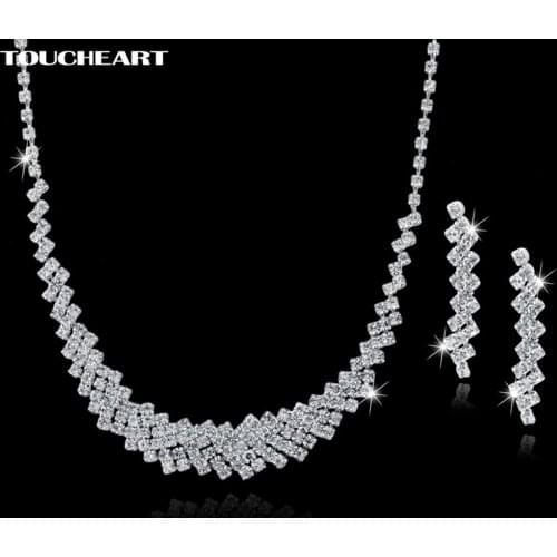TOUCHEART Charms Silver Color Jewelry Crystal Necklaces Earrings Sets Rhinestone Wedding Jewelry Sets For Brides Women Set150046