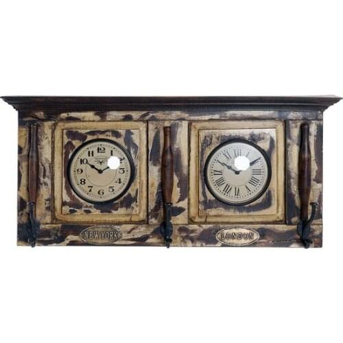 Wall Clock DKD Home Decor London Teak (81 x 15 x 37 cm)