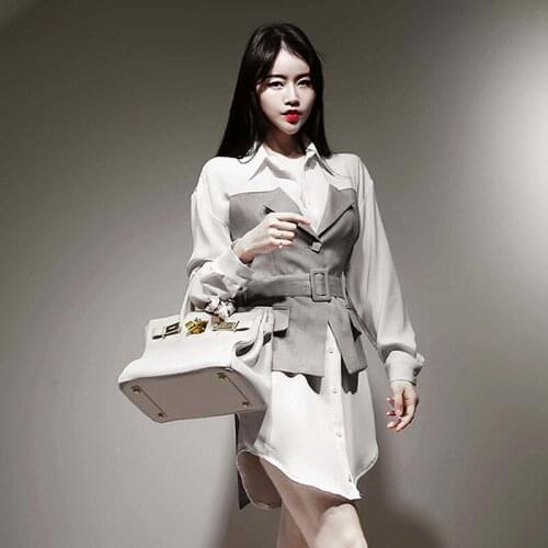 2020 Autumn Fashion Women Dress Long Sleeve Patchwork OL Office Work Dress Ladies Corset Streetwear Mini Elegant Fall Dresses