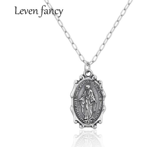 Vintage Retro 925 Sterling Silver Bible Verse Prayer Necklace Women Men Christian Jewelry Jesus Christ Medal Pendant Necklace