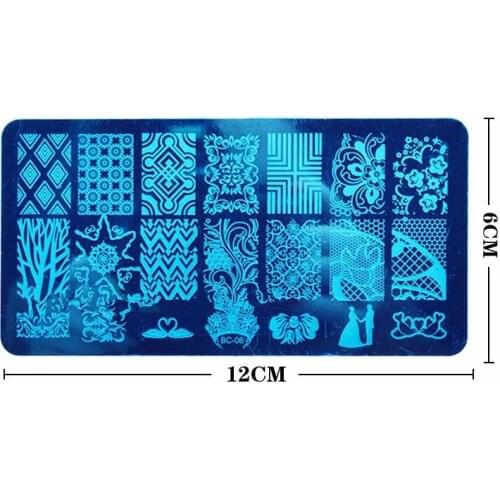 BC Series Nail Stamping Plates Stainless Steel Nail Art Stamp Template Manicure Nail Tools 20 designs for choose jk17