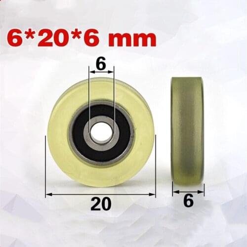 [PU0620-6]Free shipping 10PCS TPU PU RUBBER 696RS bearing wheel low noise soft plastic glass door roller 6*20*6mm
