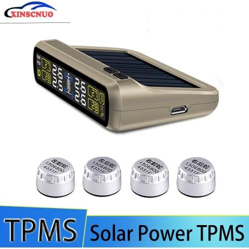 Solar Power TPMS Wireless Tire Pressure Monitoring System Car Tyre Pressure Alarm System With LCD Color Display