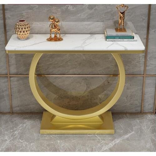 Light luxury rock board porch table against the wall modern simple iron art living room decorated with marble porch table