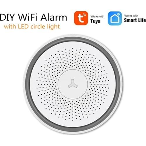 Tuya Alarm Alexa WiFi Smart DIY House Security Alarm with APP Google Home Hub Voice Control P2P LED Light IP Camera Monitoring