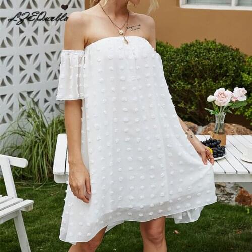 Spring Summer Chiffon Mini Dress Women Ruffles Short Sleeve Off Shoulder Backless Slim Casual Ladies Holiday Party Vestidos