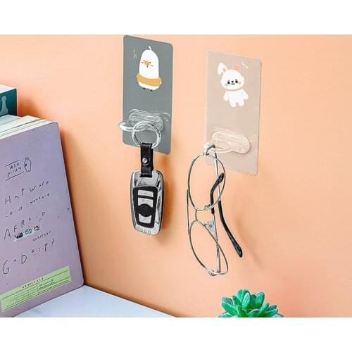 1pcs Cartoon Adhesive Hook Plastic Door Hanger Self Adhesive Wall Hanger Racks Key Glasses Hanger Wall Organizer Home Decor