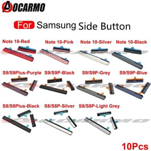 10Set Side Key Button For Samsung Galaxy S8 S9 S10 Plus S8+ Volume Power On Off Side Key For Samsung Note 10 Replacement Parts