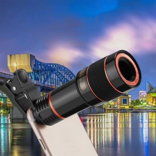 12X Long Focus Optical Zoom Adjustable Mobile Phone Lens External HD Camera Lens Mini Clamp Type Auxiliary Shooting Lens