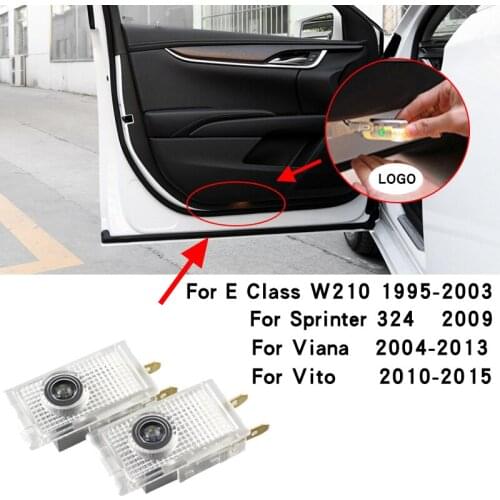 2pcs Car Accessories For Mercedes Benz W210 E220 E200 E230 E240 E55 Car Door Courtesy Light Laser Projector Logo LED car styling