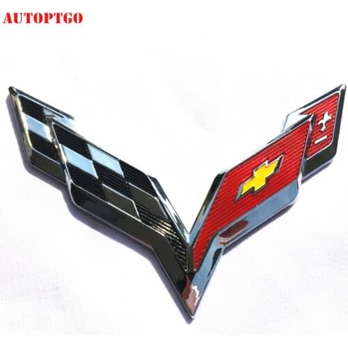 2Pcs Corvette 3D Wing Emblem Sticker Front Rear Trunk Badge Decal For Chevy C6 Chevrolet Corvette Body Car Styling