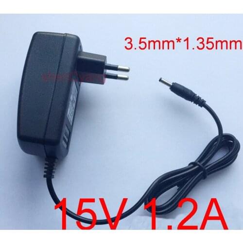 50PCS high quality 15V1.2A AC 100V-240V Converter Adapter DC 15V 1.2A 1200mA Power Supply EU Plug 3.5mm x 1.35mm