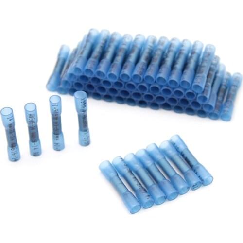 500/300/200/100/50/25/20/10X Wire Butt Insulated SolderConnectors Heat Shrink Waterproof Splice Crimp Terminals Blue Kit
